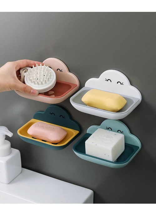 創(chuàng)意衛(wèi)生間免打孔置物架香皂盒 便捷瀝水的壁掛式生活小助手